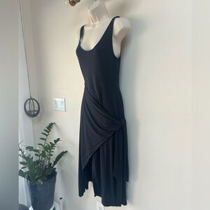 Vince Navy Blue Sleeveless Midi Dress faux wrap Small